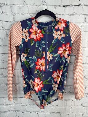 Oopsie Daisy long sleeve rash guard one piece swimsuit girls 12